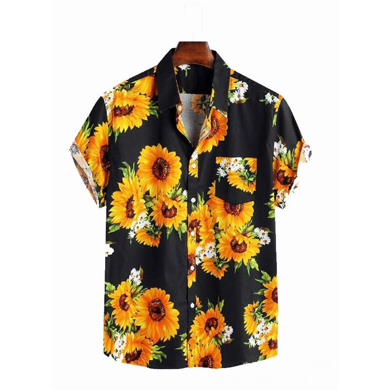 Camisa con estampado Digital para hombre, camisa informal Hawaiana de manga corta con solapa, ropa de calle transpirable, verano 2022