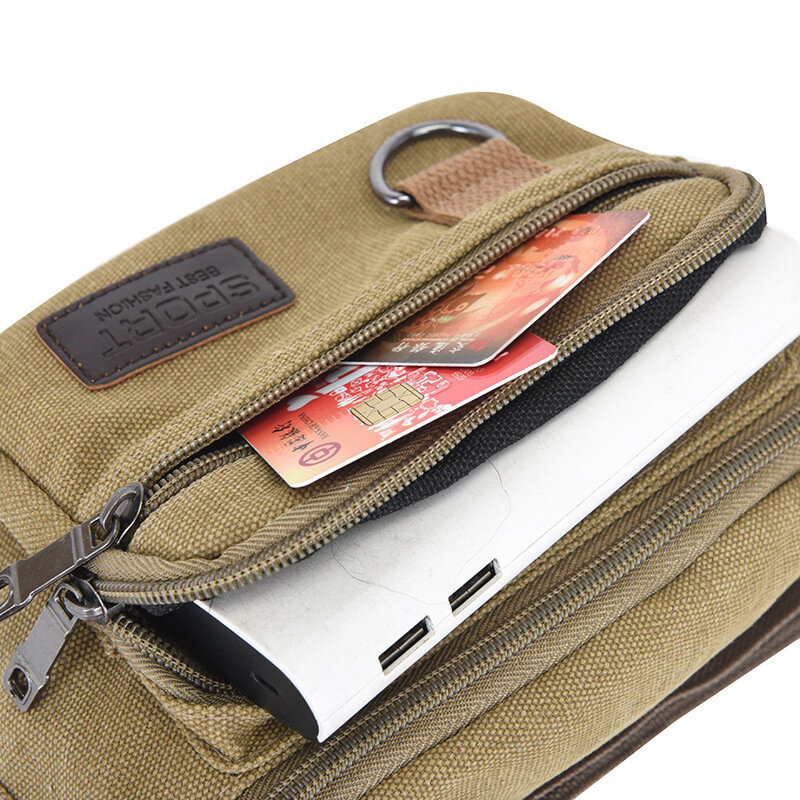 Pochette en toile imperméable unisexe, sac de taille, décontracté, fonctionnel, pour homme et femme, portefeuille pour téléphone