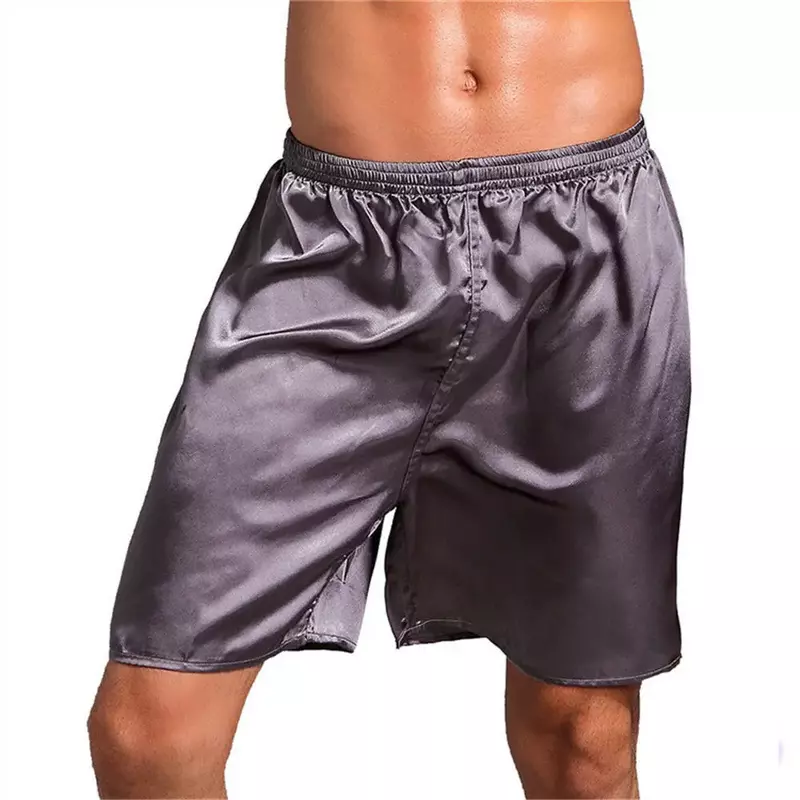 Shorts de seda cetim solto masculino, pijama casual boxer macio, cueca sexy de pijama masculino, shorts masculinos de praia, estilo quente da moda
