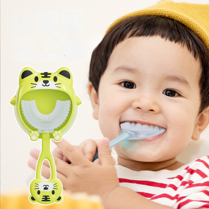 الأطفال 360 درجة U-شكل أسنان الأطفال العناية بالفم تنظيف فرشاة أسنان الطفل لينة سيليكون فرشاة أسنان الطفل البنود 2-12Y