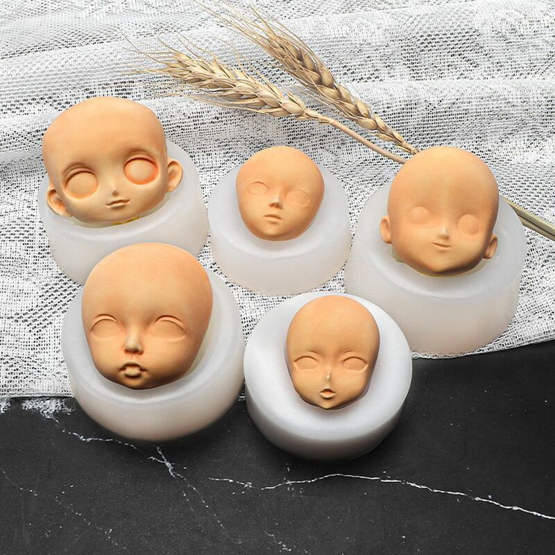 3D Facial Mould Boneca para Decoração Do Bolo, Candy Baking, Baby Face, Silicone Moldes, Clay Head Sculpting, Modificação Acessórios