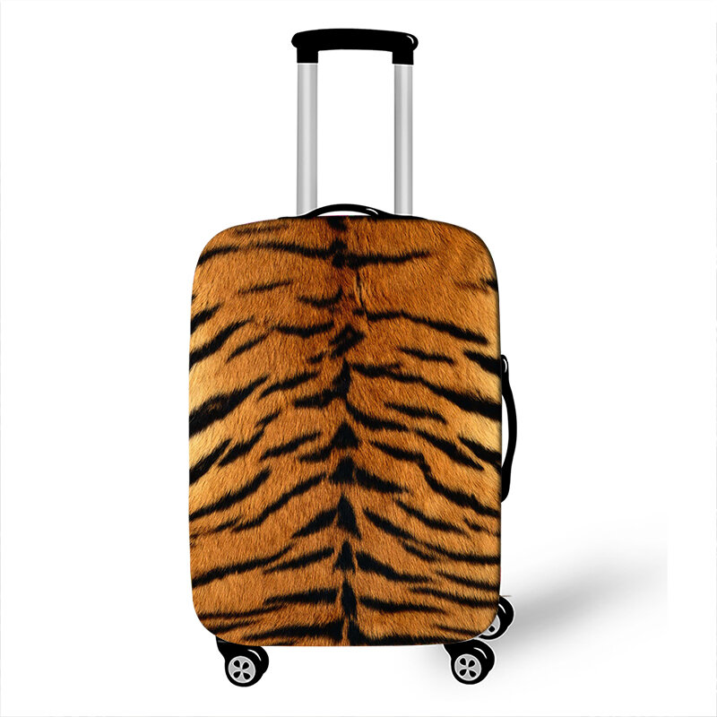 Tiger Leopard penutup bagasi motif garis buaya, aksesori perjalanan pelindung koper anti-debu elastis