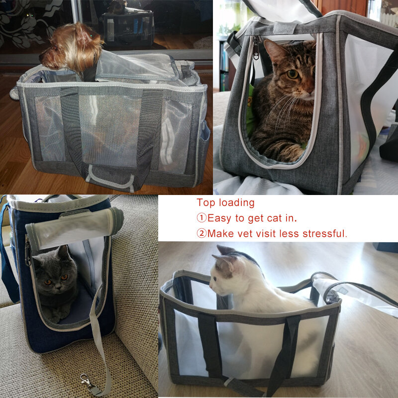 YOKEE Tas Pengangkut Kucing Tas Hewan Peliharaan Pengangkut Bersirkulasi Tas Bahu Tunggal Anak Anjing Portabel Tas Tangan untuk Kucing Anjing Peliharaan