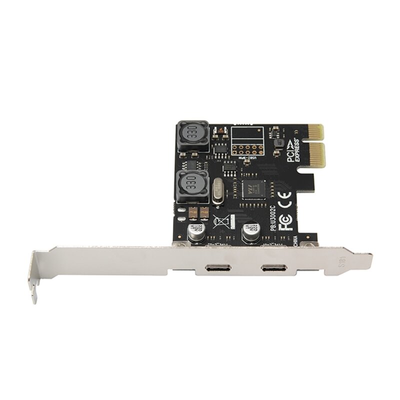 بطاقة محول إضافية بمنفذين USB من النوع C PCIe بطاقة توسيع USB C USB3.1 PCIEx1 دروبشيب