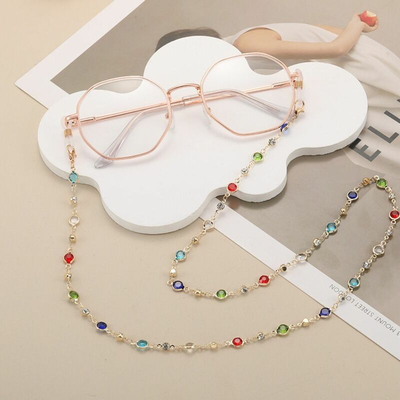 Vintage koraliki łańcuszek do okularów biżuteria artystyczne eleganckie maska łańcuch smycz miedziany kryształ łańcuszek do okularów kobiet