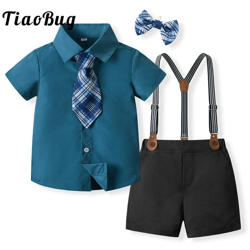 Kids Boys British Style Formal Suit Gentleman Birthday Party Outfit Formal Wedding Suits for Baptism Baby's Clothing Sets