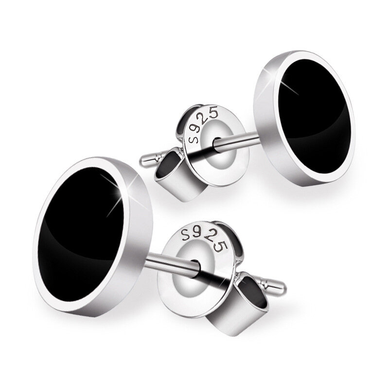 Buyee 925 Sterling Silber runden Ohr stecker Licht polieren einfachen Ohrring für Mädchen Frau Mann Rock Punk edlen Schmuck Ohrring