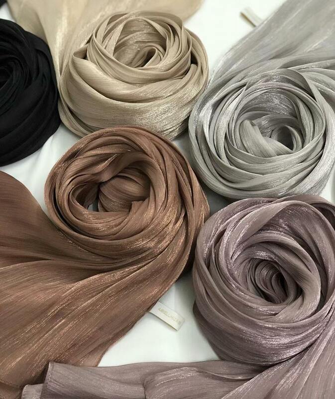 Shimmer scialle di seta sciarpe di lusso moda musulmana Hijab sciarpa testa sciarpa Headwraps per le donne musulmane Head Wrap velo islamico delle donne