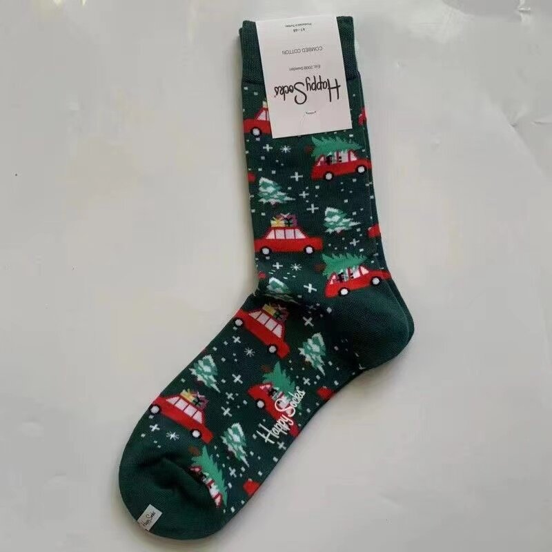 ถุงเท้าคริสต์มาสผู้ชายถุงเท้าแปลกใหม่ของขวัญคริสต์มาสถุงเท้ายาวถุงเท้าความสุข