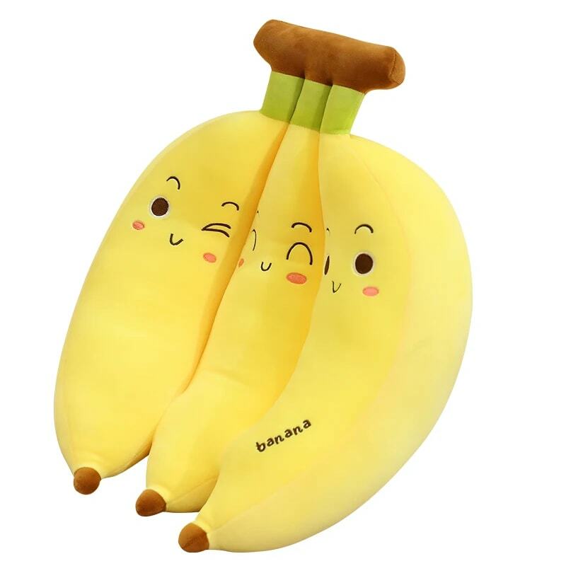 Simulação Criativa Banana Plush Toy, Cartoon Stuffed Plants, Banana Plushies, Almofadas, Almofada, Brinquedos Infantis, Decoração de Casa