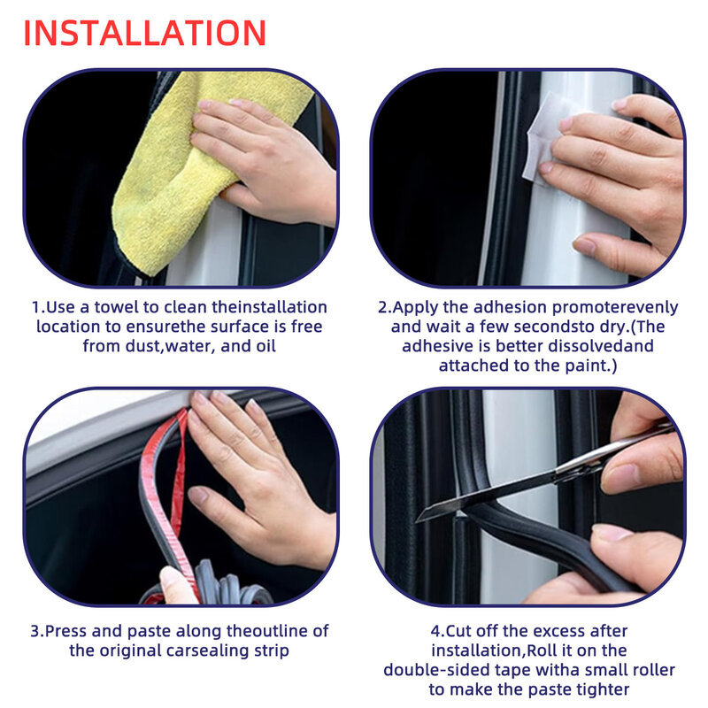 Car Door Rubber Seal Strip Double-Layer Weather Strip Auto Door/Hood/Trunk Protector Sticker Soundproof Waterproof Sealing Strip