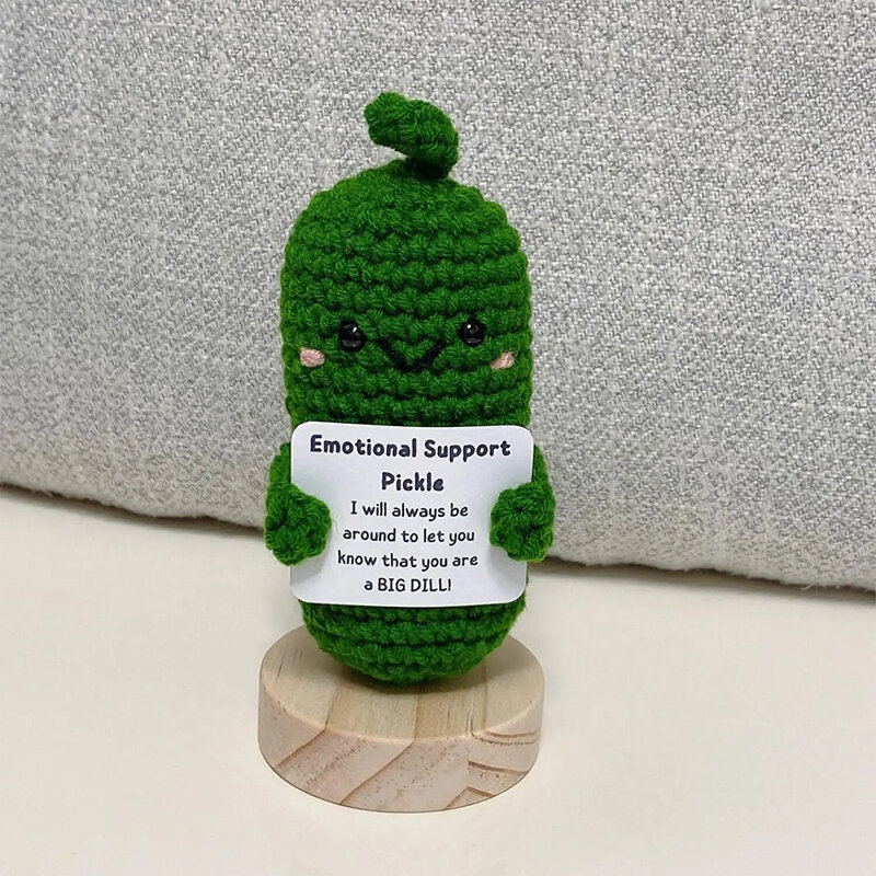 1 Stuks Handgemaakte Emotionele Ondersteuning Ingelegde Komkommer Cadeau Schattige Handgeweven Ornamenten Geweldig Cadeau Voor Uw Collega-Liefhebber