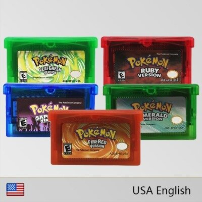 Cartucho de videojuegos de la serie Pokemon GBA, tarjeta de consola de 32 bits, Esmeralda, rubí, verde hoja, zafiro, versión de EE. UU. Para GBA/NDS