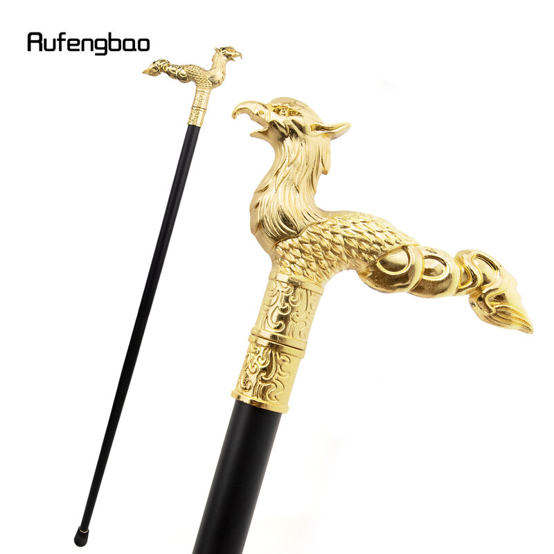 Golden Phoenix Long Tail  Single Joint Walking Stick Decorative Cospaly Party Cane Halloween Crosier 93cm