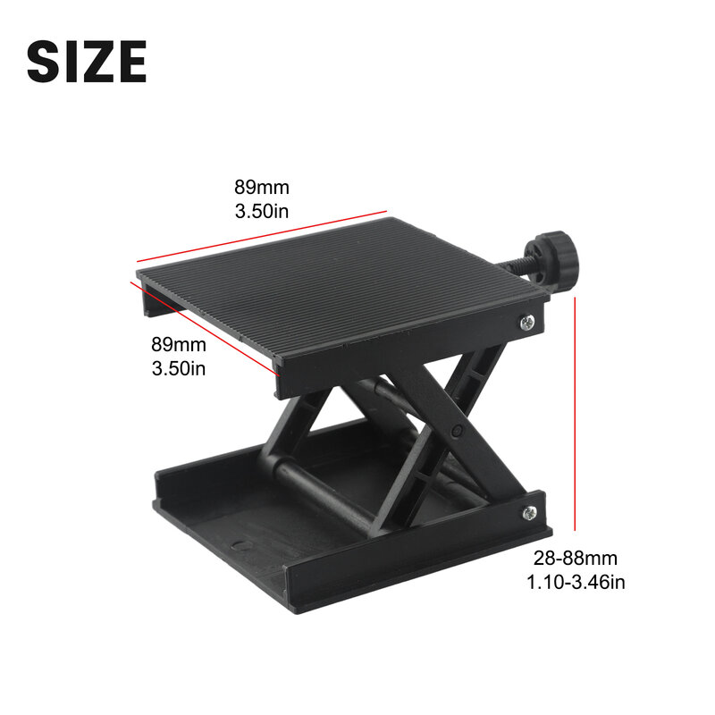 Alat pertukangan konstruksi meja, dudukan pengangkat tingkat pengukir plastik hitam untuk Kimia Fisik