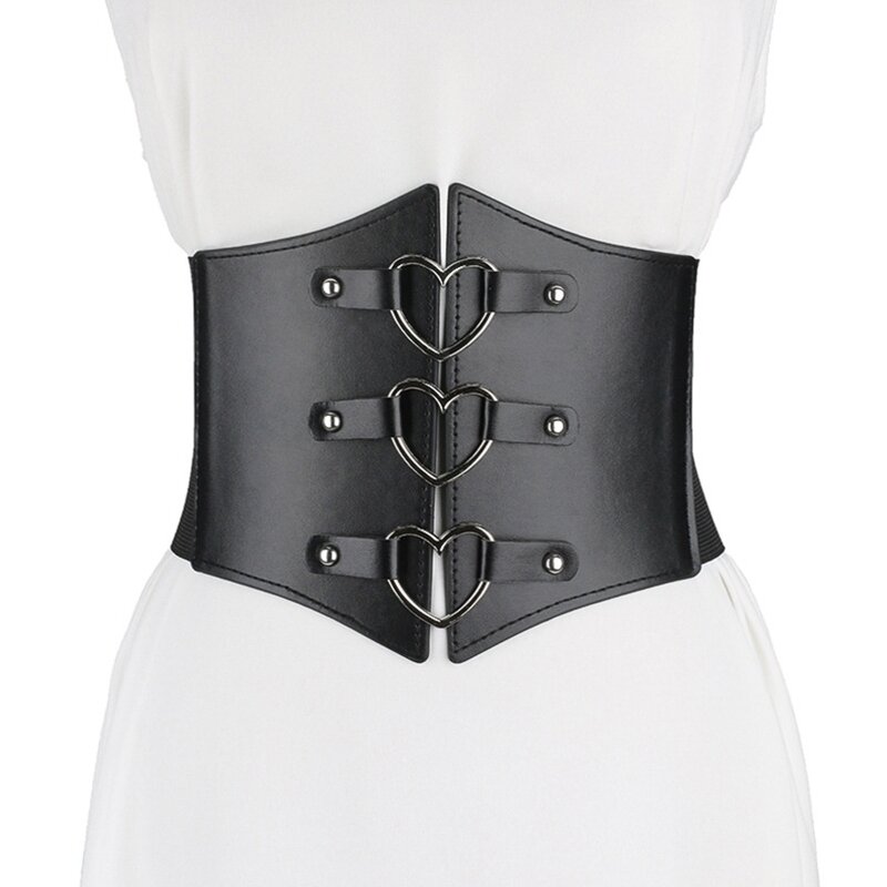Gothic Solid Color Lift Up Female Waist Corset Wide PU Leather Belt Women Fashion Slimming Waistband Elastic Corsets