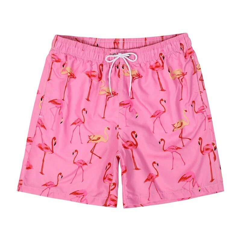 Hawaii celana pendek pantai Flamingo pria, celana pendek olahraga luar ruangan, celana renang cepat kering tanaman cetak 3d musim panas