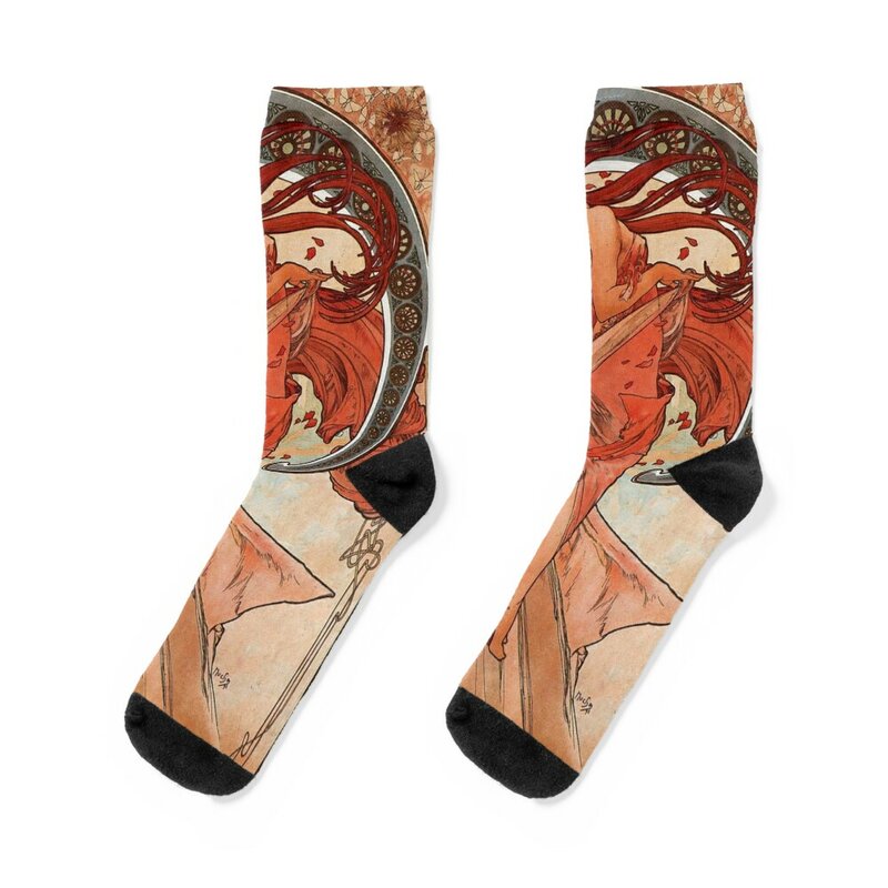 Alphonse mucha-Calcetines de baile para hombre y mujer, medias tobilleras, regalo de Navidad