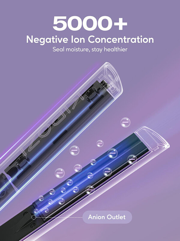 KIPOZI – fer plat V5 PTC plaque titane Ion négatif 500W +, lisseur et bigoudi 2 en 1, LED 9 niveau de température