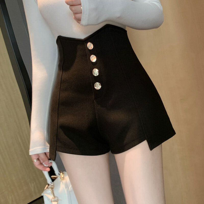 Abbigliamento estivo oversize da donna irregolare a vita alta monopetto moda causale versione coreana pantaloni a gamba larga in tinta unita