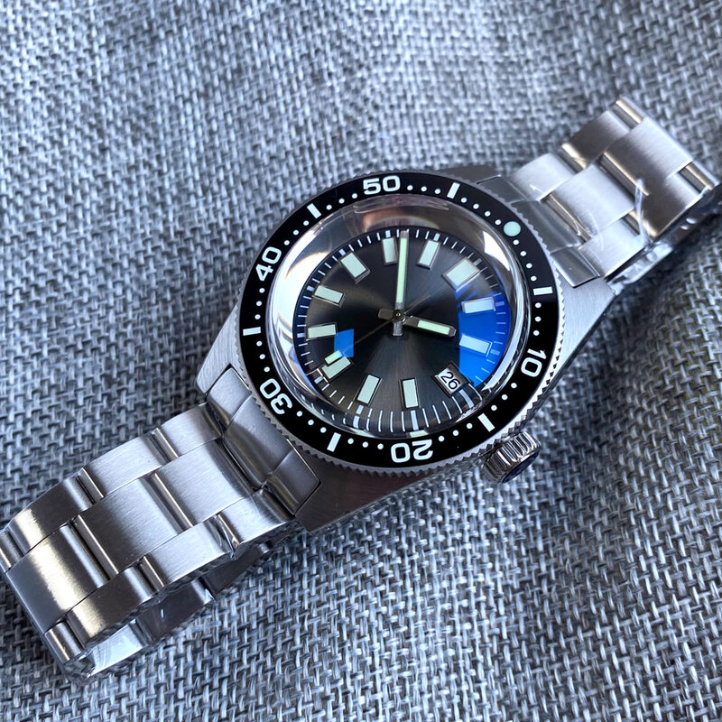 Tandorio Dive Men Watch 62mas orologio da polso meccanico NH35A PT5000 movimento AR Domed Sapphire Glass orologio sportivo impermeabile in acciaio