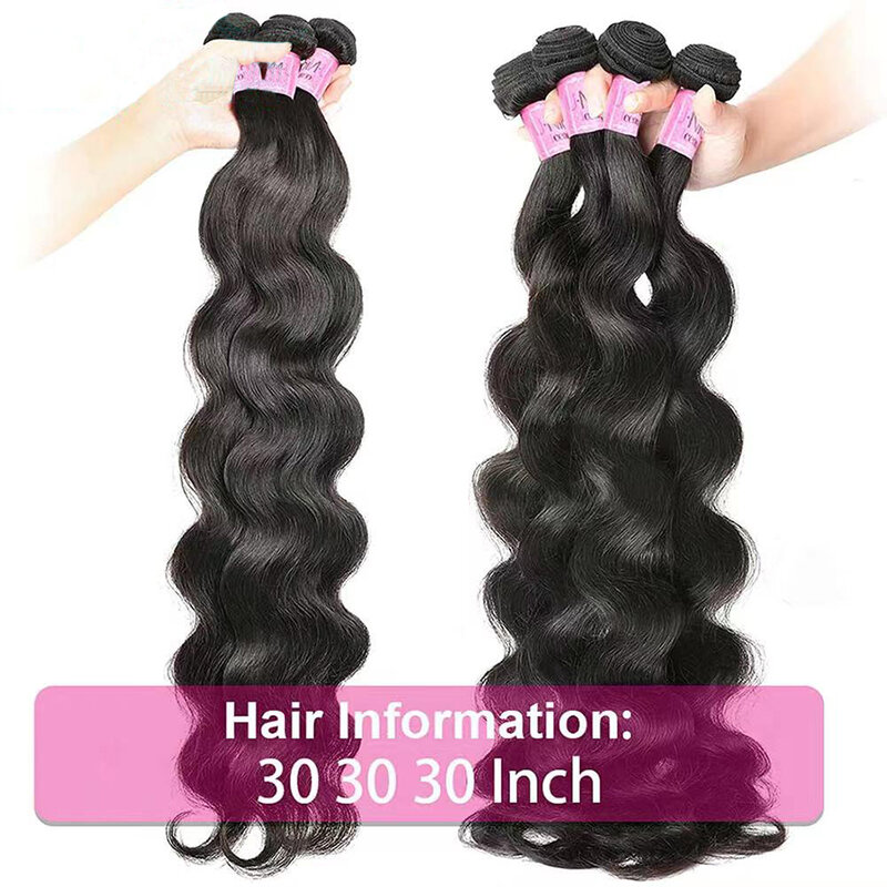 Brazilian Body Wave Bundles 100% Human Hair Weave Natural Color 3 4 Bundles Deal Raw Virgin Human Hair Extensions For Women 30"