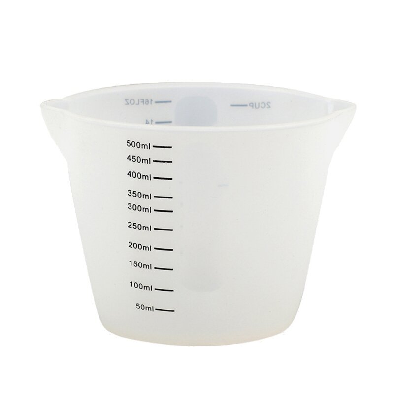 Tazas medidoras de silicona, vaso de medición de resina reutilizable grande de 500ml y 250ml, Vasos de mezcla transparente para fundición epoxi