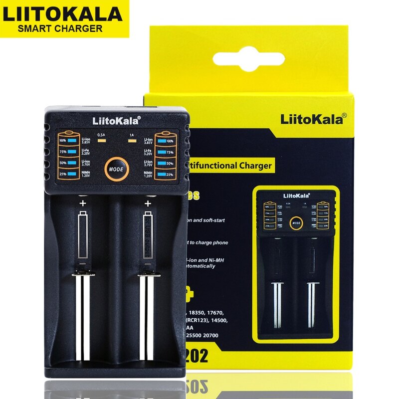Carregador de bateria de lítio LiitoKala, Lii-100, 1.2V, 3V, 3.7V, 4.25V, 18650, 26650, 18350, 16340, 18500, AA, AAA, NiMH, 2023