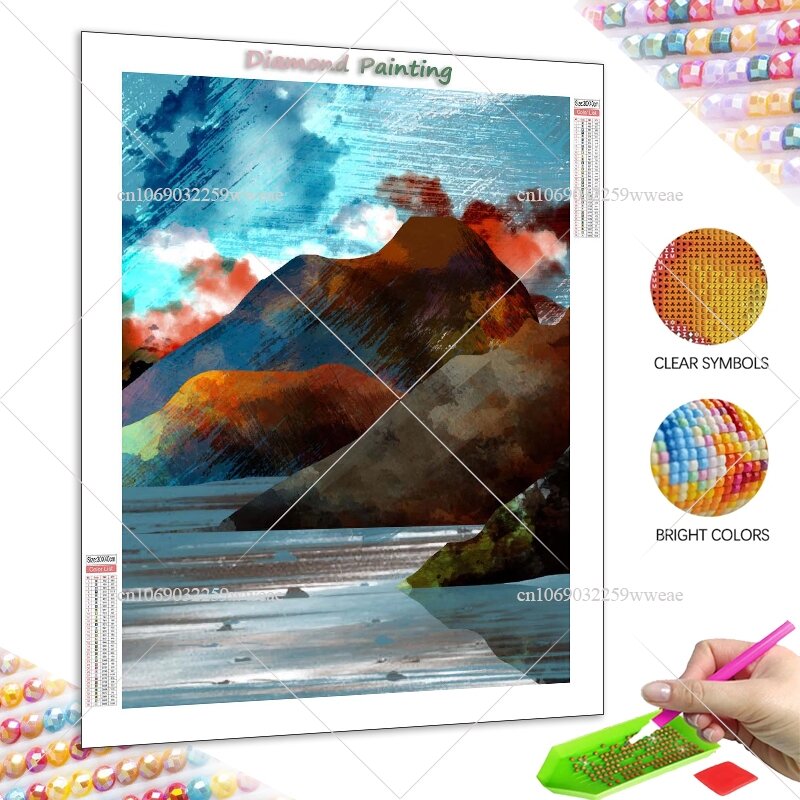 Abstract Mountain Diamond Painting Kit Sunrise Diamond Art Kits for Adults Full Square Drill Abstract Scenery Paint Mosaic Print