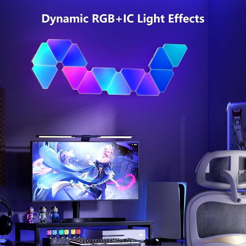 LED 삼각형 퀀텀 램프 RGB 벽 램프 스마트 픽업 리듬 배경 조명 침실 침대 옆용 밤 조명 사무실 장식