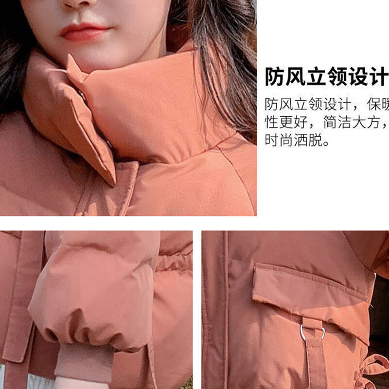 Jaket Down katun untuk wanita, mantel Parka kasual longgar ukuran lebih besar, tali serut wanita hangat musim dingin 2023k