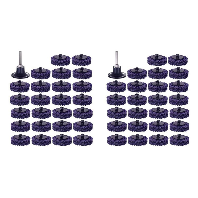 50PCS 2 Inch 50Mm Quick Change Easy Strip & Clean Discs Purple For Paint Rust Removal Surface Prep With 2 Holder