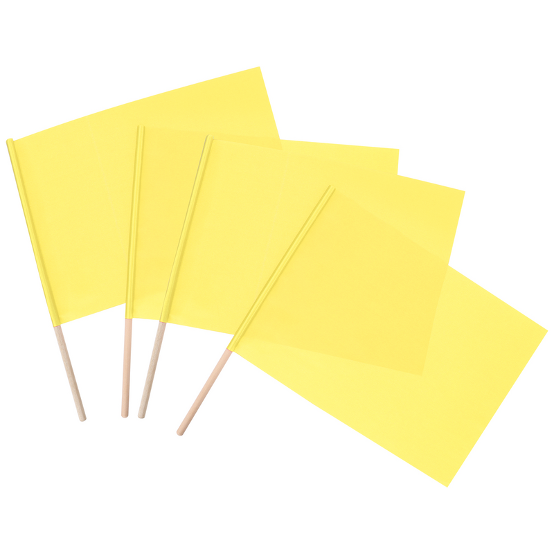 4 Pcs Referee Flag Yellow Soccer Flag Race Conducting Flag Competition Match Hand Handheld Signal