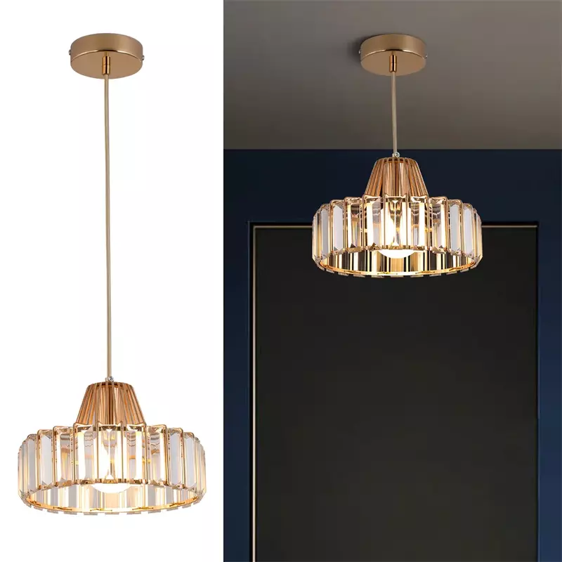 Zwart/Goud Kristal Hanglamp Mini Modern Luxe Plafond Hanglamp Verstelbare Hanglampen Eetkamer Badkamer