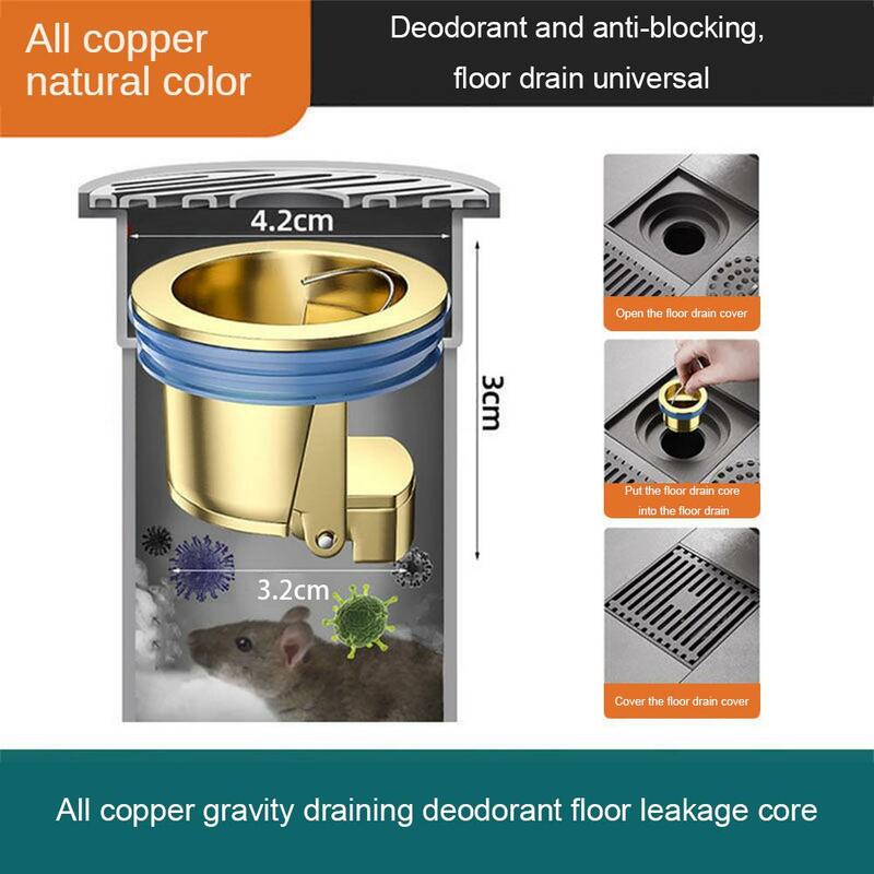 1~5PCS All-copper Floor Drain Core Floor Shower Drain Stopper Insectproof Anti-odor Deodorization Toilet  Kitchen Bathroom