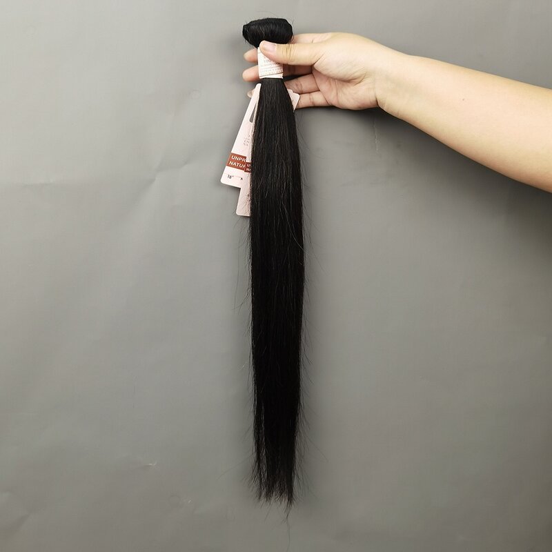 Straight Human Hair Bundle 100% Human Hair Natural Hair Extension 50g Brazilian Hair Weaving Double Drawn 150% Density Remy Hair