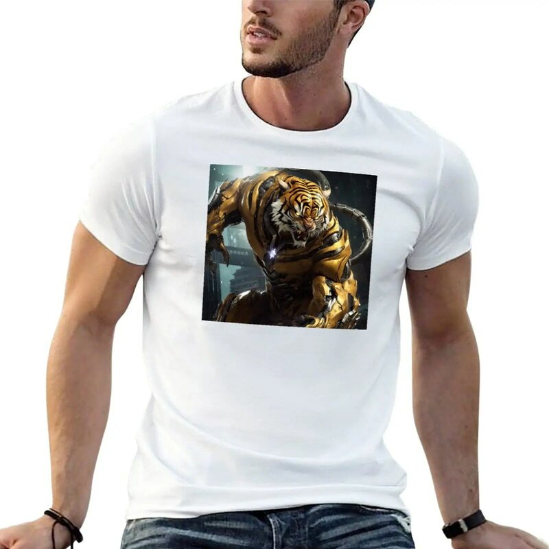 Camiseta de tigre de lucha para niños, camisetas blancas, tops para hombres, ropa nueva