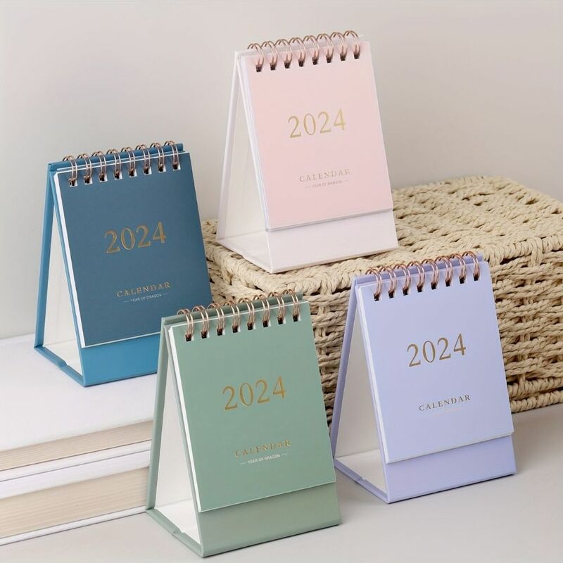 Planning Mini Desk Calendar, INS Style Paper, Minimalism Standing Flip, Notepad, 2024