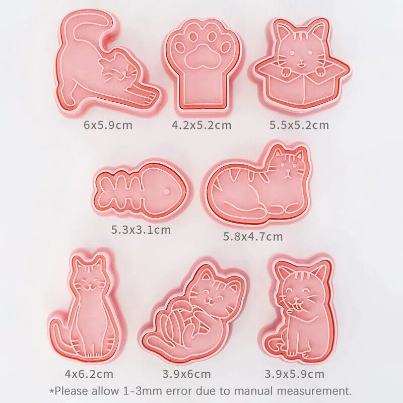 8 Teil/satz Cookie Cutter Stempel Katze Form Form Gebäck für Backen Kekse Tier Run Königreich Cookie Typ Kuchen Decor cookie schneider