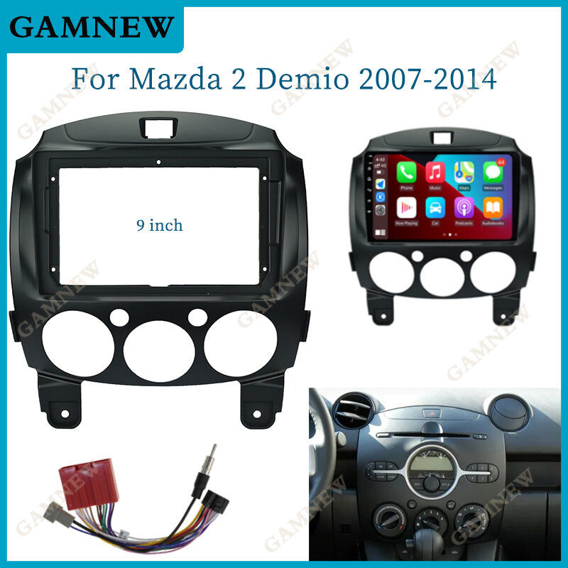 Adaptador de Fascia para marco de coche, Kit de Panel de ajuste de Radio Android para Mazda 2 Demio 2007-2014, 9 pulgadas