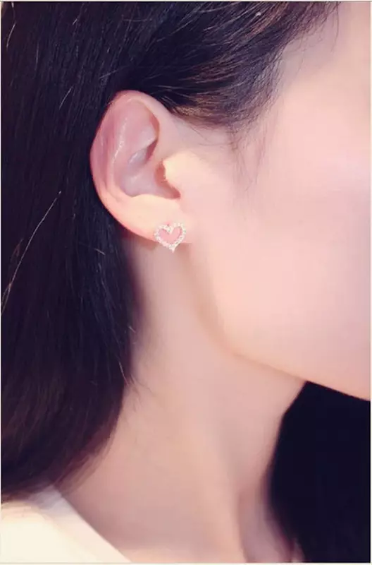 Koreanische Ohrringe S925 Silber Farbe Herz Bling Zirkon Stein Stud Ohrringe für Frauen Mode Schmuck 2022 Trend