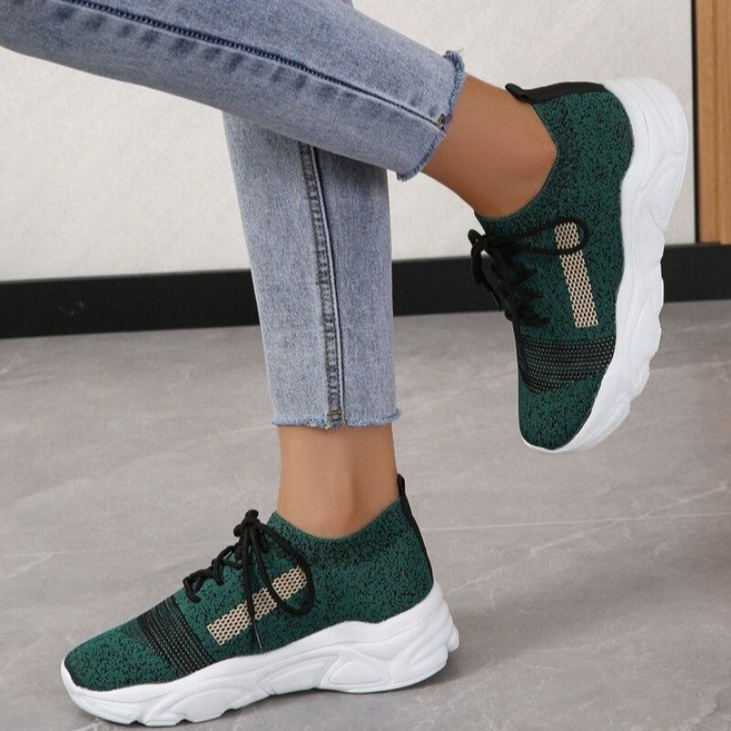 2022 New Summer Women's Vulcanized Shoes Fashion Lace Up Women Shoes Flat Sneakers Hollow Mesh Walking Shoes Everyday Comfort