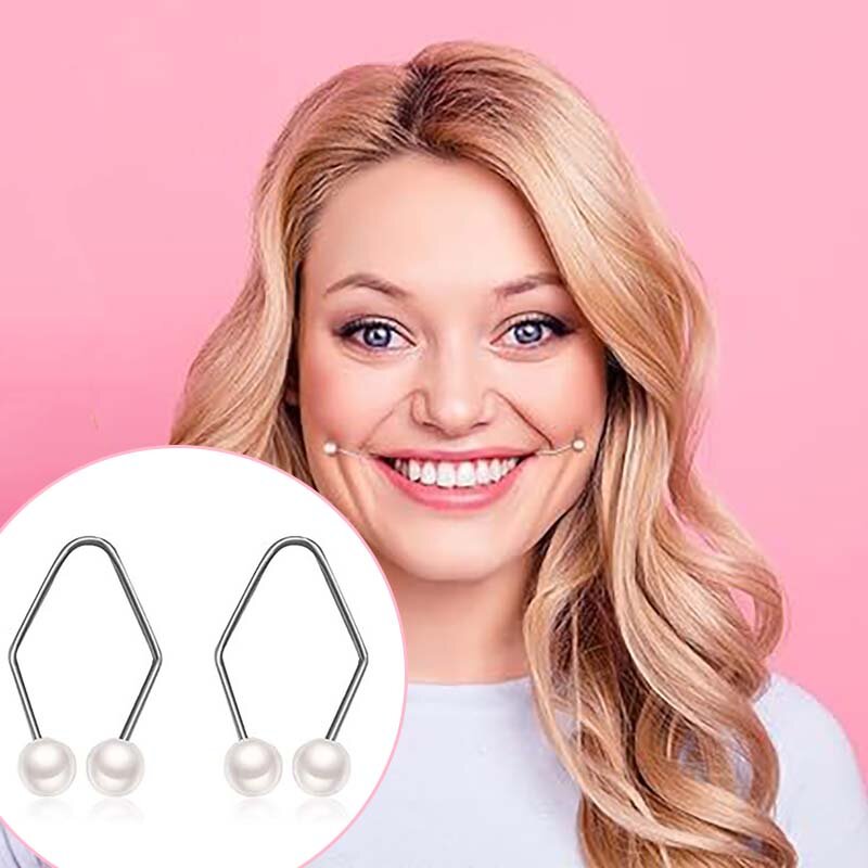 Einfach zu tragen Frauen Grübchen Trainer 2 teile/satz Grübchen Hersteller für das Gesicht entwickeln natürliche Lächeln Perle Modeschmuck Zubehör