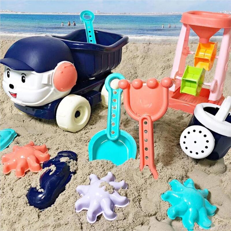 Praia carro areia ferramenta para crianças, diversão caminhão brinquedos, cor aleatória, 6 pcs