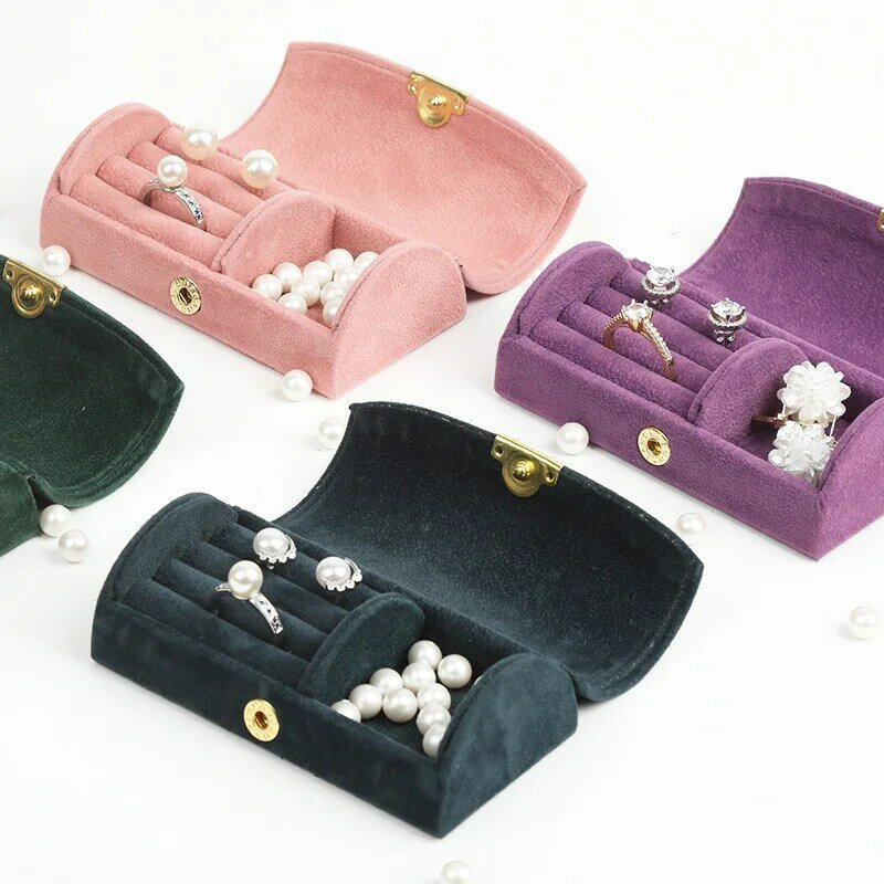 Jewelry Organizer Display Velvet Travel Portable Storage Case Box For Locket Necklace Rings Earrings Gift Holder Blue Grey Pink