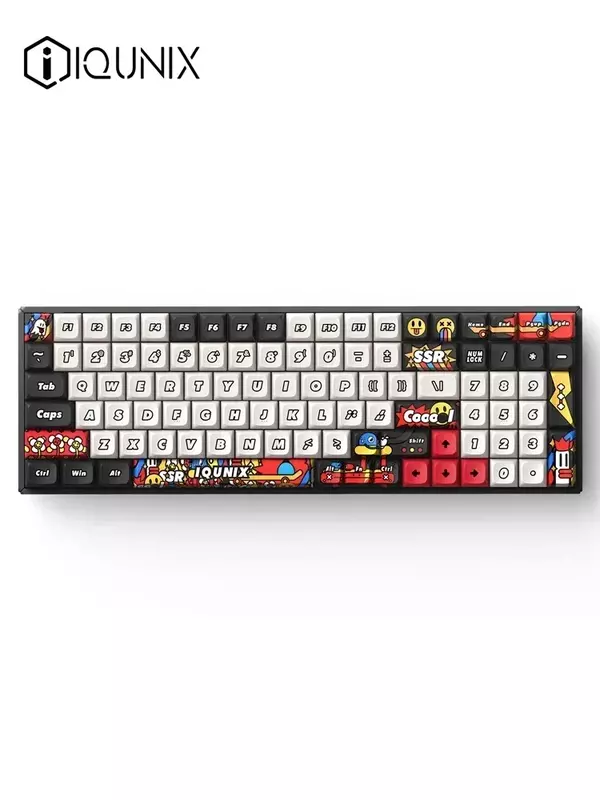 IQUNIX F97 Keyboard mekanikal, hadiah grafiti 3-Mode 2.4G Bluetooth nirkabel Keyboard Hot Swap RGB Backlit kantor Gamer