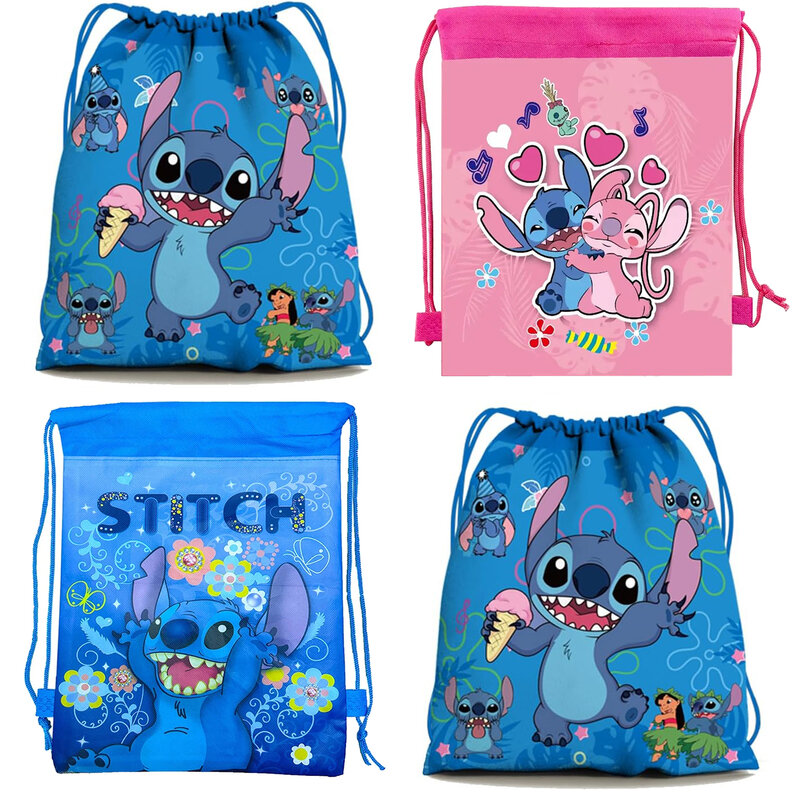 Lilo & Stitch sacchetti regalo con coulisse in tessuto Non tessuto per bambini ragazze ragazzi decorazioni per feste di compleanno zaino borse portaoggetti Baby Shower