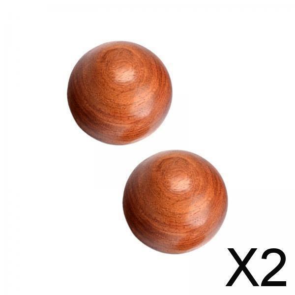 2x2 buah bola pijat tangan portabel halus kayu hadiah kompak untuk lansia anak-anak 6cm merah coklat