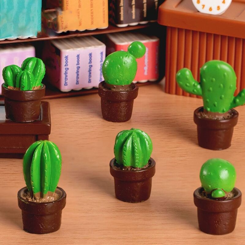 Estatua de Cactus bonsái realista, Mini Cactus hecho a mano, modelo de resina, adorno de escritorio