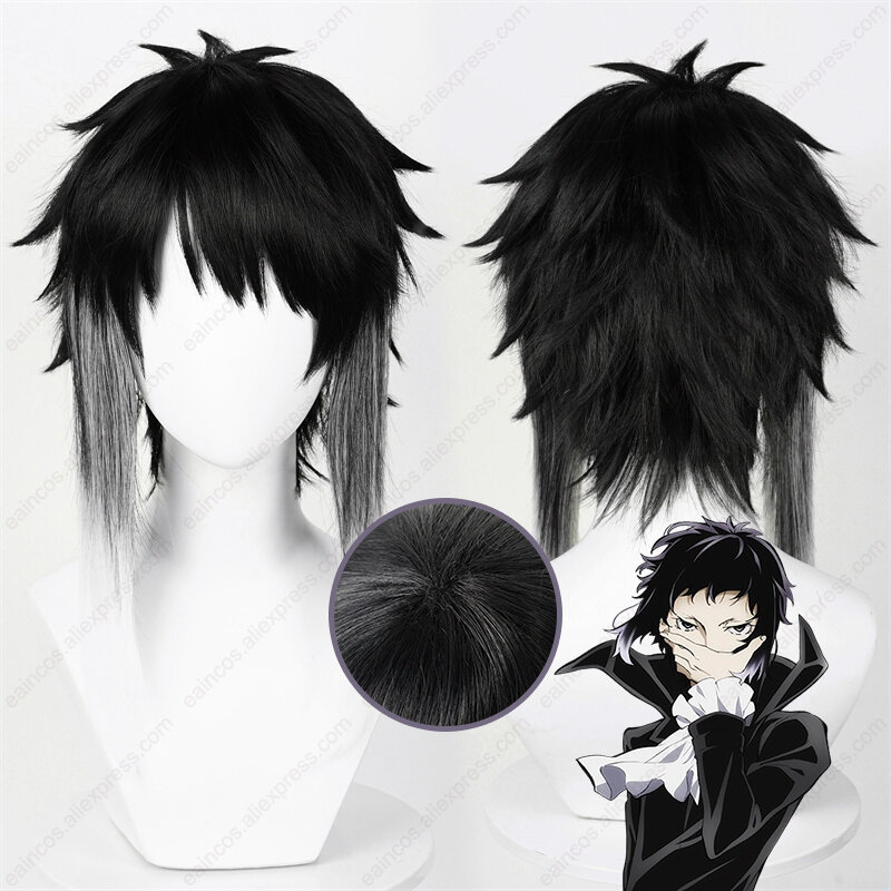 Anime Akutagawa Ryunosuke Cosplay Perücke 30cm kurze schwarz weiß Farbverlauf Perücken hitze beständiges synthetisches Haar